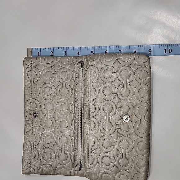 Coach Clutch / Wristlet.  Metallic Taupe Color with Silver Hardware, EUC - Picture 9 of 12